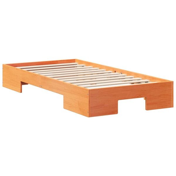 vidaXL Floor Bed Frame with Storage Brown 75 x 190 cm Solid pine wood