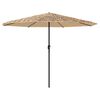 vidaXL Garden Parasol with LEDs and Steel Pole Brown 324x324x247 cm