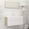 vidaXL 2 Piece Bathroom Furniture Set White and Sonoma Oak Engineered Wood