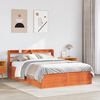 vidaXL Bed Frame with Headboard Wax Brown 140x200 cm Solid Wood Pine
