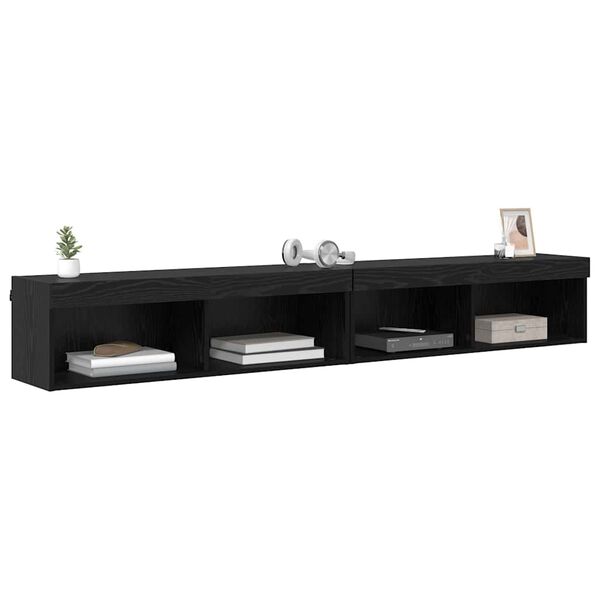 vidaXL TV Wall Cabinets Panama 2 pcs Black Oak 100 x 30 x 30 cm
