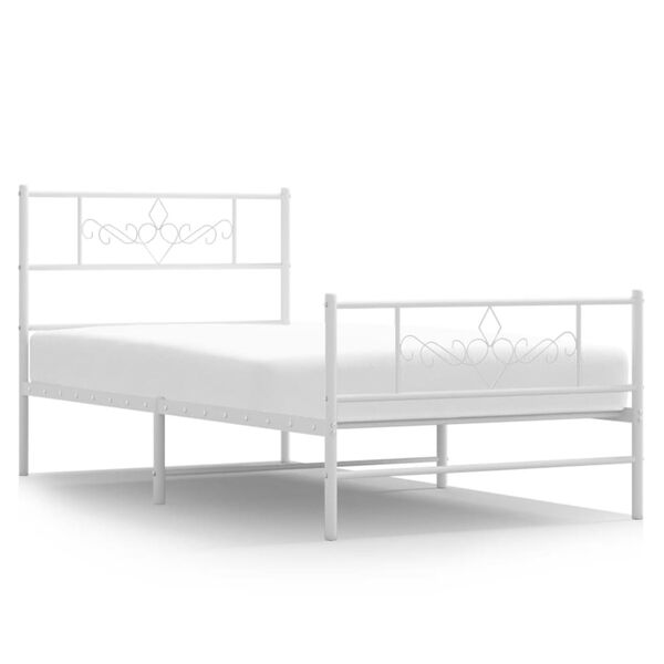 vidaXL Metal Bed Frame without Mattress with Footboard White 80x200cm