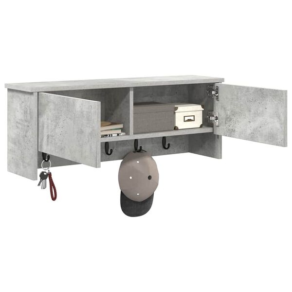 vidaXL Wall-Mounted Coat Rack with Shelf Concrete Grey 80 x 20 x 30 cm