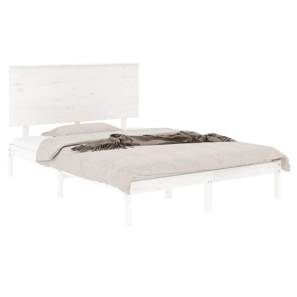 vidaXL Bed Frame without Mattress White 135x190 cm Double Solid Wood