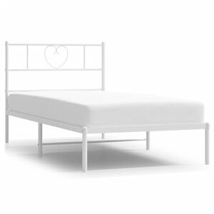 vidaXL Metal Bed Frame without Mattress with Headboard White 90x190cm