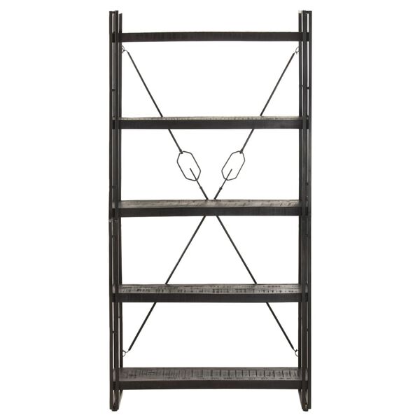 vidaXL 5-Tier Bookcase Black 90x30x180 cm Solid Mango Wood
