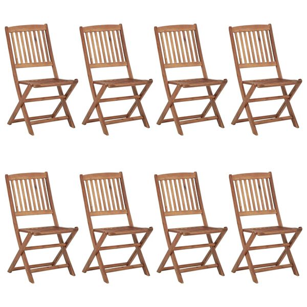 vidaXL Folding Outdoor Chairs 8 pcs Solid Acacia Wood