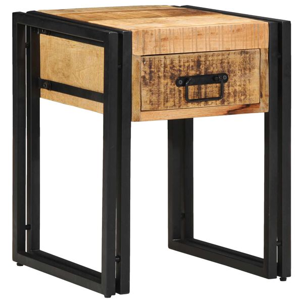 vidaXL End Table Brown and Black 40 x 40 x 50 cm Solid Mango Wood