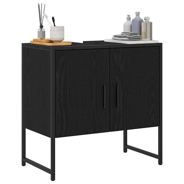 vidaXL Bathroom Sink Cabinet Black Oak 60 x 30 x 60 cm Engineered Wood