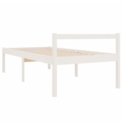 vidaXL Bed Frame White 75x190 cm Small Single Solid Wood Pine