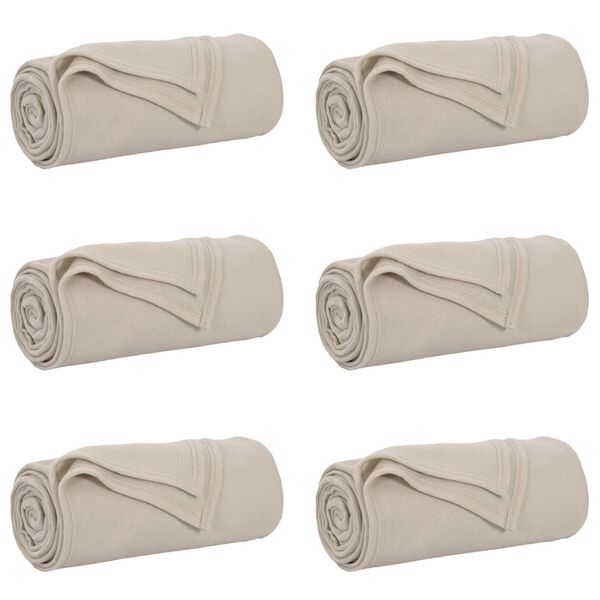 vidaXL Throw Blankets 6 pcs Beige 170 x 130 cm Fleece