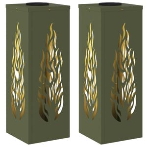 vidaXL Solar LED Pathway Light 2 pcs Olive Green Cold Rolled Steel