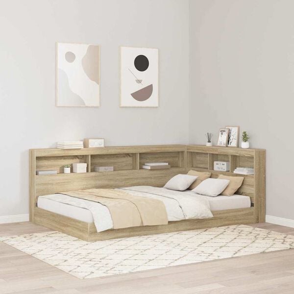 vidaXL Storage Headboard with Shelf Sonoma Oak 120 cm Engineered Wood