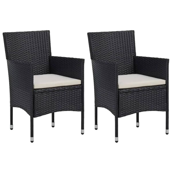 vidaXL 3 Piece Garden Dining Set Poly Rattan and Solid Wood Black
