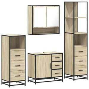 vidaXL 4&nbsp;Piece Bathroom Furniture Set&nbsp;Sonoma Oak Engineered Wood