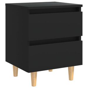 vidaXL Bed Cabinet with Solid Pinewood Legs Black 40x35x50 cm