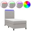 vidaXL Box Spring Bed with Mattress&LED Light Grey 90x200 cm Fabric