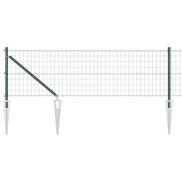vidaXL Fence with Post Green 0.8 x 25 m Steel and PVC