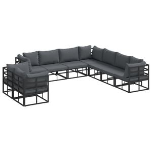 vidaXL Garden Sofa Set with Cushion 9 pcs Black Aluminium