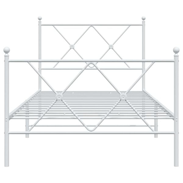 vidaXL Metal Bed Frame without Mattress with Footboard White 90x190cm