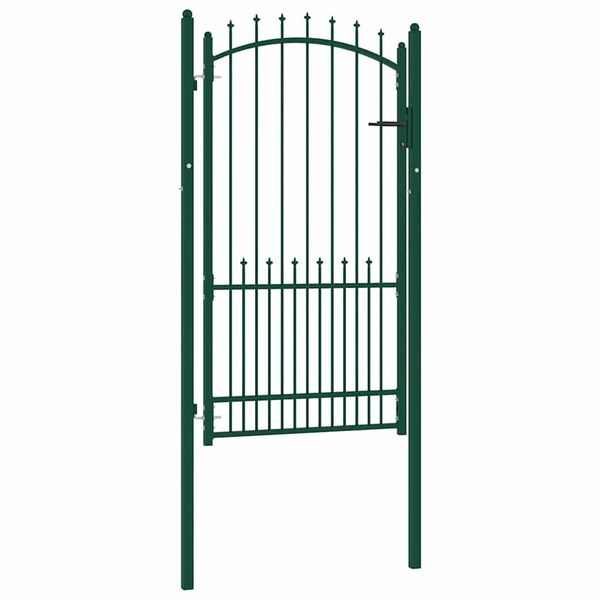vidaXL Fence Gate with Spikes Green 100 x 175 cm Powder-coated steel