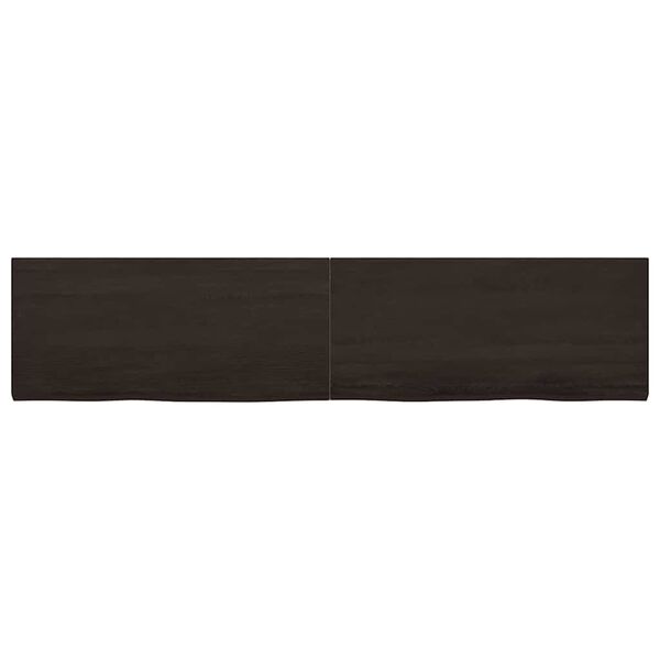 vidaXL Wall Shelf Dark Brown 220x50x(2-4) cm Treated Solid Wood Oak