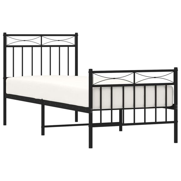 vidaXL Metal Bed Frame without Mattress with Footboard Black 75x190cm