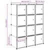 vidaXL Storage Cube Organiser with 12 Cubes and Hanging Rods PP