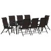 vidaXL Garden Dining Set 9 pcs Black Coffee Powder-Coated Steel
