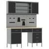 vidaXL Work Cabinet with Drawer 7 pcs Black 150 x 55 x 200 cm