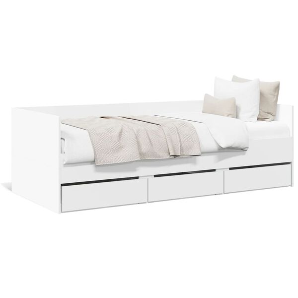 vidaXL Daybed with Drawers without Mattress White 100x200 cm