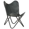 vidaXL Butterfly Chair Grey Real Leather