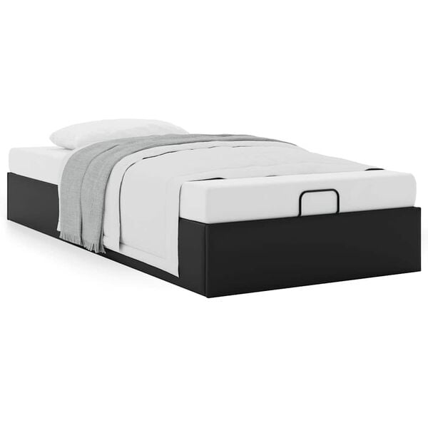 vidaXL Ottoman Bed Frame without Mattress Black Single Faux Leather