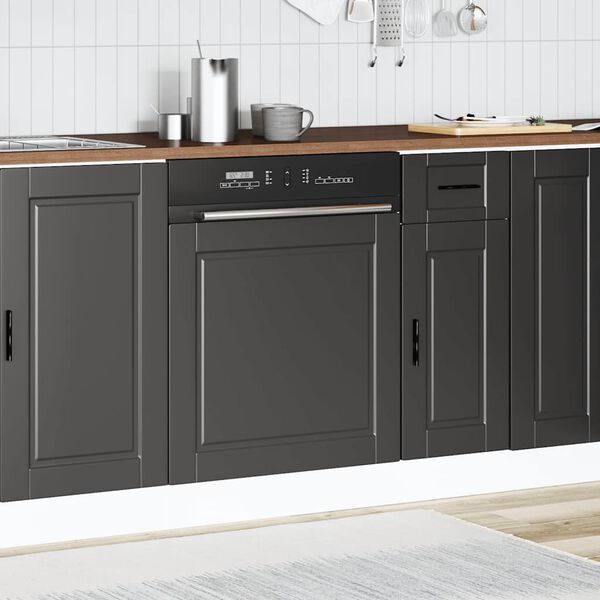 vidaXL Dishwasher Panel Porto Black 60x1.5x67 cm Engineered Wood