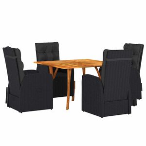 vidaXL Garden Dining Set 5 pcs Black Poly Rattan