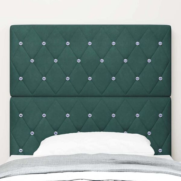 vidaXL Velvet Headboard Argyle with Headboard Dark green 90 cm Velvet