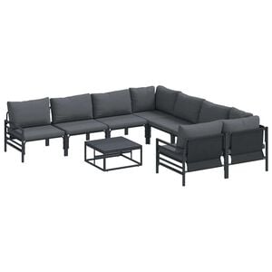vidaXL Garden Sofa Set 9 pcs Black Steel