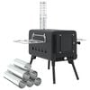 vidaXL Tent Wood Stove with Chimney and Foldable Legs Black Steel