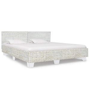 vidaXL Bed Frame without Mattress Grey Natural Rattan 180x200 cm Super King