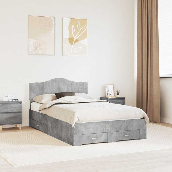 vidaXL Bed Frame Concrete Grey 120 x 200 cm Engineered Wood