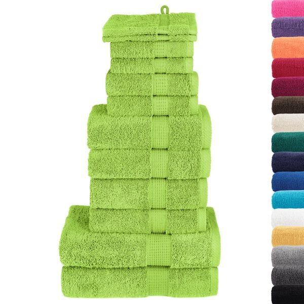 vidaXL 12 Piece Premium Towel Set "SOLUND" Apple Green 600 gsm