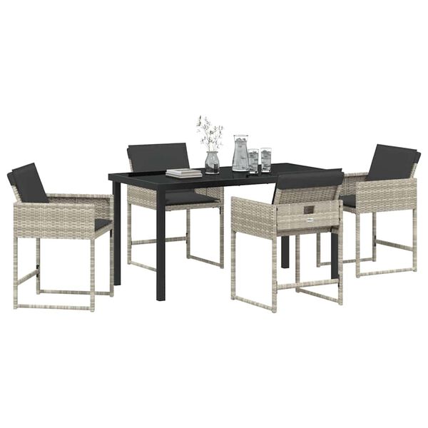vidaXL Garden Dining Set 5 pcs Light Grey Poly Rattan