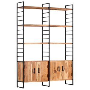 vidaXL Bookcase | Natural Wood Brown | Solid Acacia Wood, Powder-Coated Iron