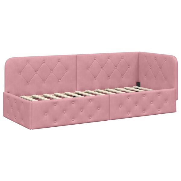 vidaXL Corner Bed Frame with Headboard Pink 80 x 200 cm Velvet