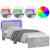 vidaXL Bed Frame without Mattress with LED Lights Concrete Grey 90x200 cm