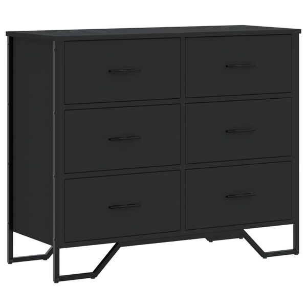 vidaXL Chest of Drawers Black 91x35.5x74.5 cm Engineered wood