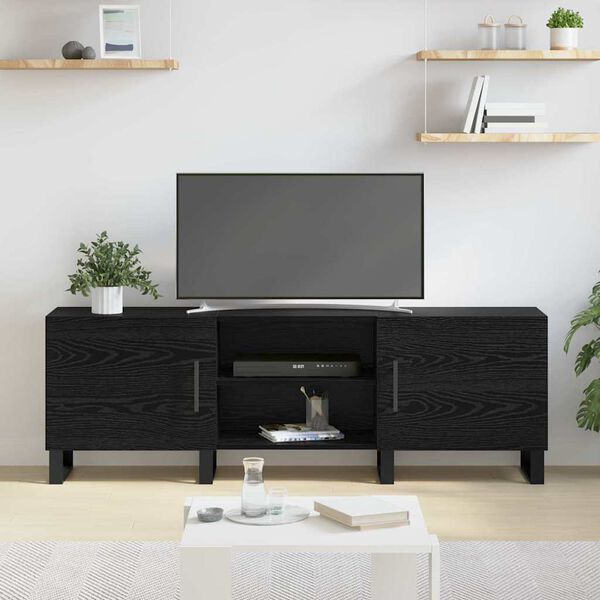 vidaXL TV Cabinet Black Oak 150 x 30 x 50 cm Engineered Wood