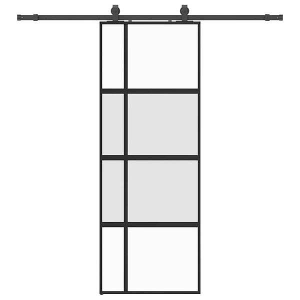 vidaXL Sliding Door with Hardware Set Black 76x205 cm Tempered Glass