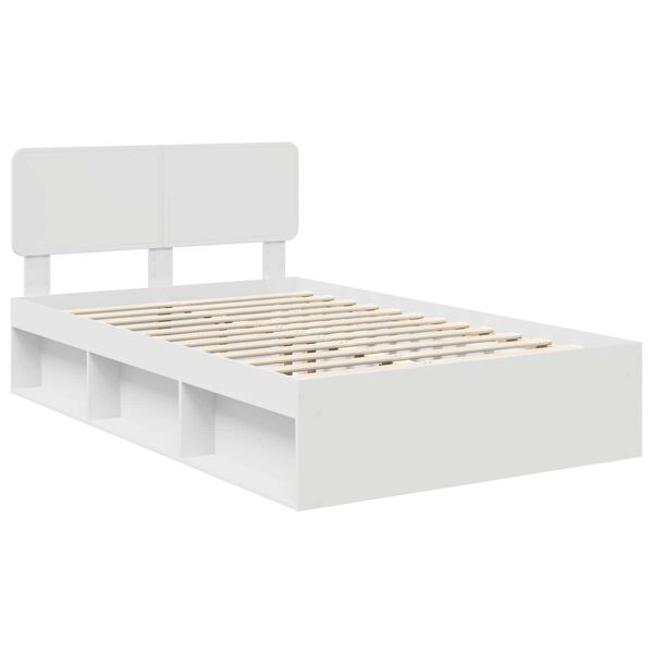 vidaXL Bed Frame with Headboard White 120 x 190 cm Solid Pine Wood