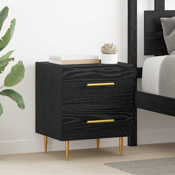 vidaXL Bedside Cabinet Black Oak 40 x 35 x 47.5 cm Engineered Wood